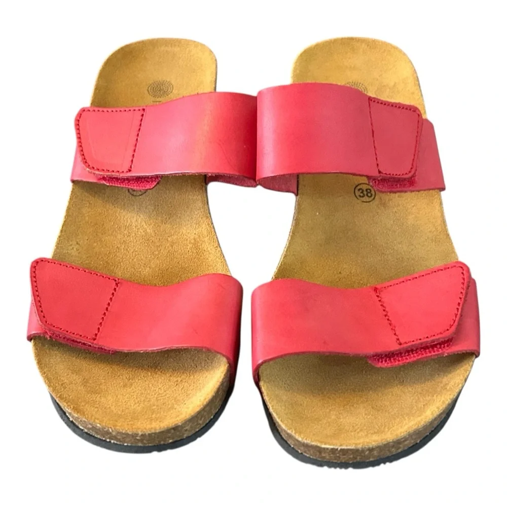 Eric Michael Red Cork Wedge Sandals